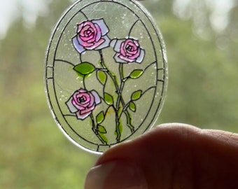 Roses Stained Glass Look Acrylic Window