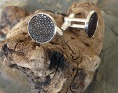 Rich dark brown cuff links, genuine stingray leather cuff links, brown shagreen cuff links, ray skin cuff links, round cuff links, classy 