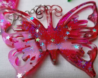 Resin butterfly key chain- Reiki infused