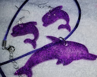 Resin Dolphin Necklace/ Earrings