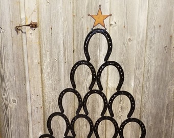 Rustic Horseshoe Christmas Tree - Rustic Cowboy and Horse Lover's Christmas - Authentic Horseshoes - Removable Base