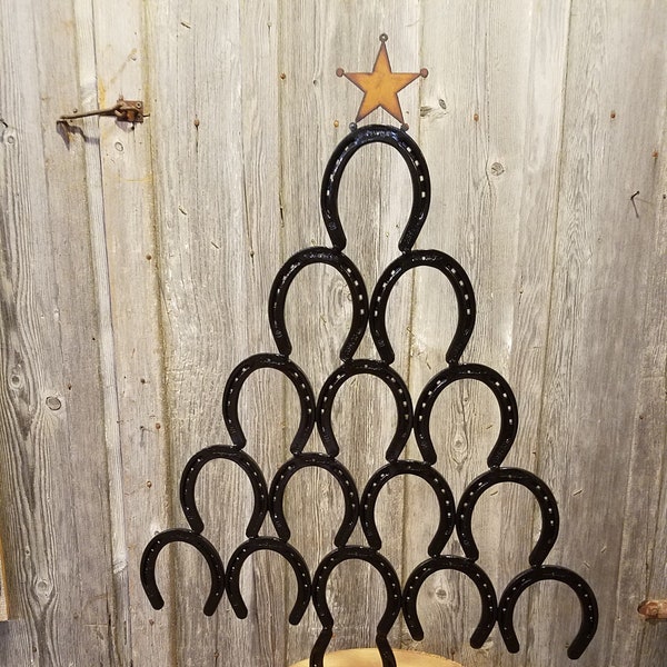 Rustic Horseshoe Christmas Tree - Rustic Cowboy and Horse Lover's Christmas - Authentic Horseshoes - Removable Base