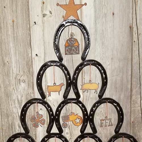 Rustic Horseshoe Christmas Tree WITH Farm Ornaments Farm Etsy