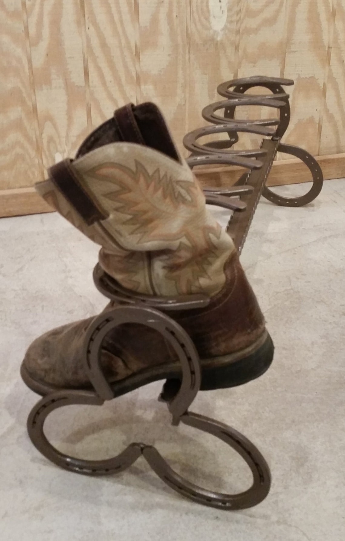4 Pair Repurposed Horse Shoe Cowboy Boot Rack Holder Etsy