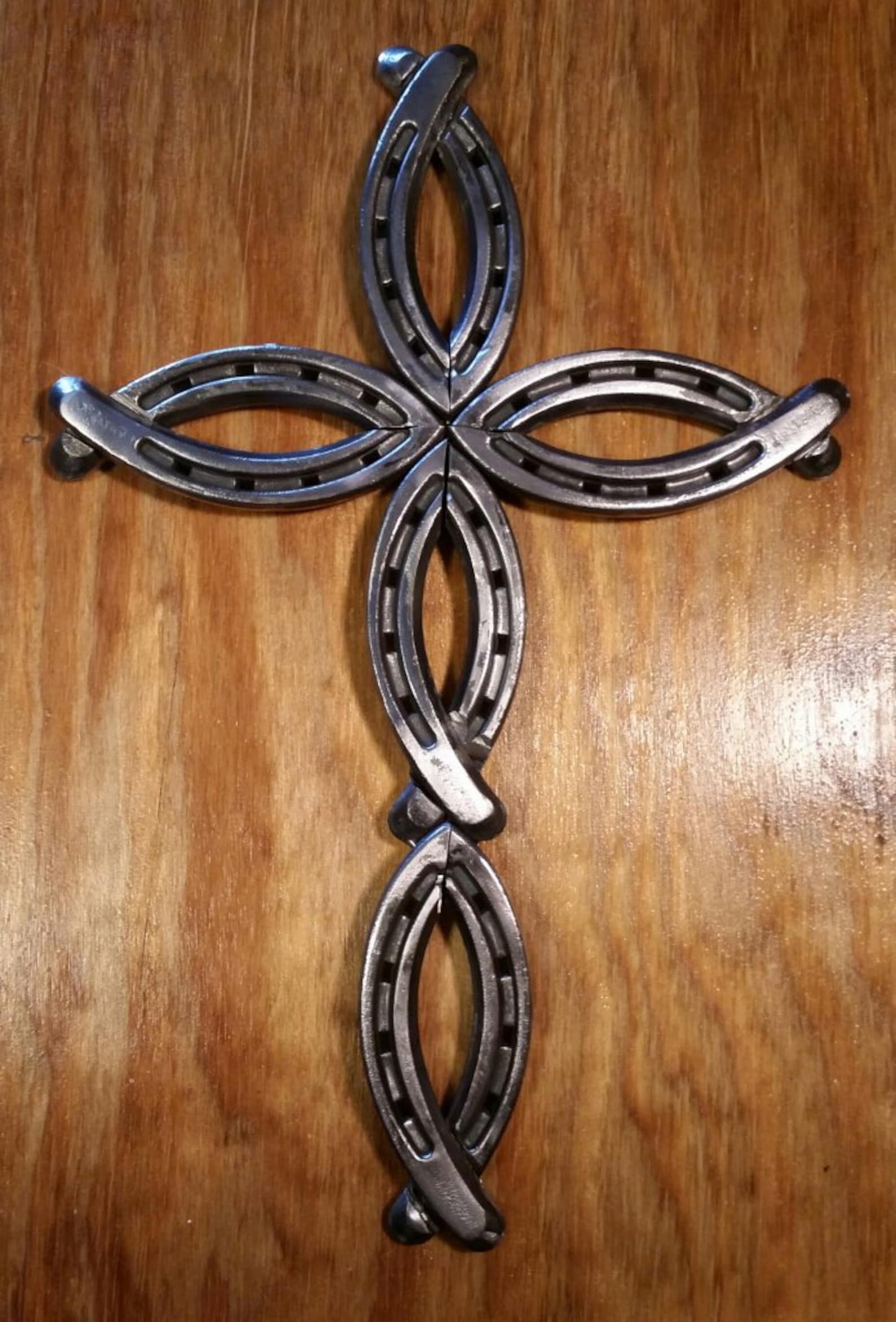 Horseshoe Fish Cross Made From Authentic Horseshoes Etsy
