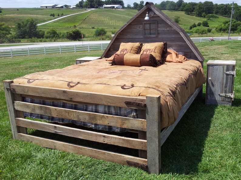 Rustic Authentic Barn Wood Bed Gray barn Bed Etsy