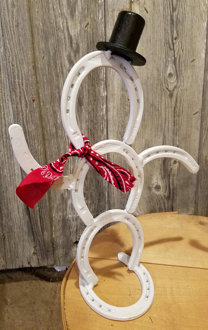 Horseshoe Snowman Horseshoe Christmas Decor Rustic Etsy