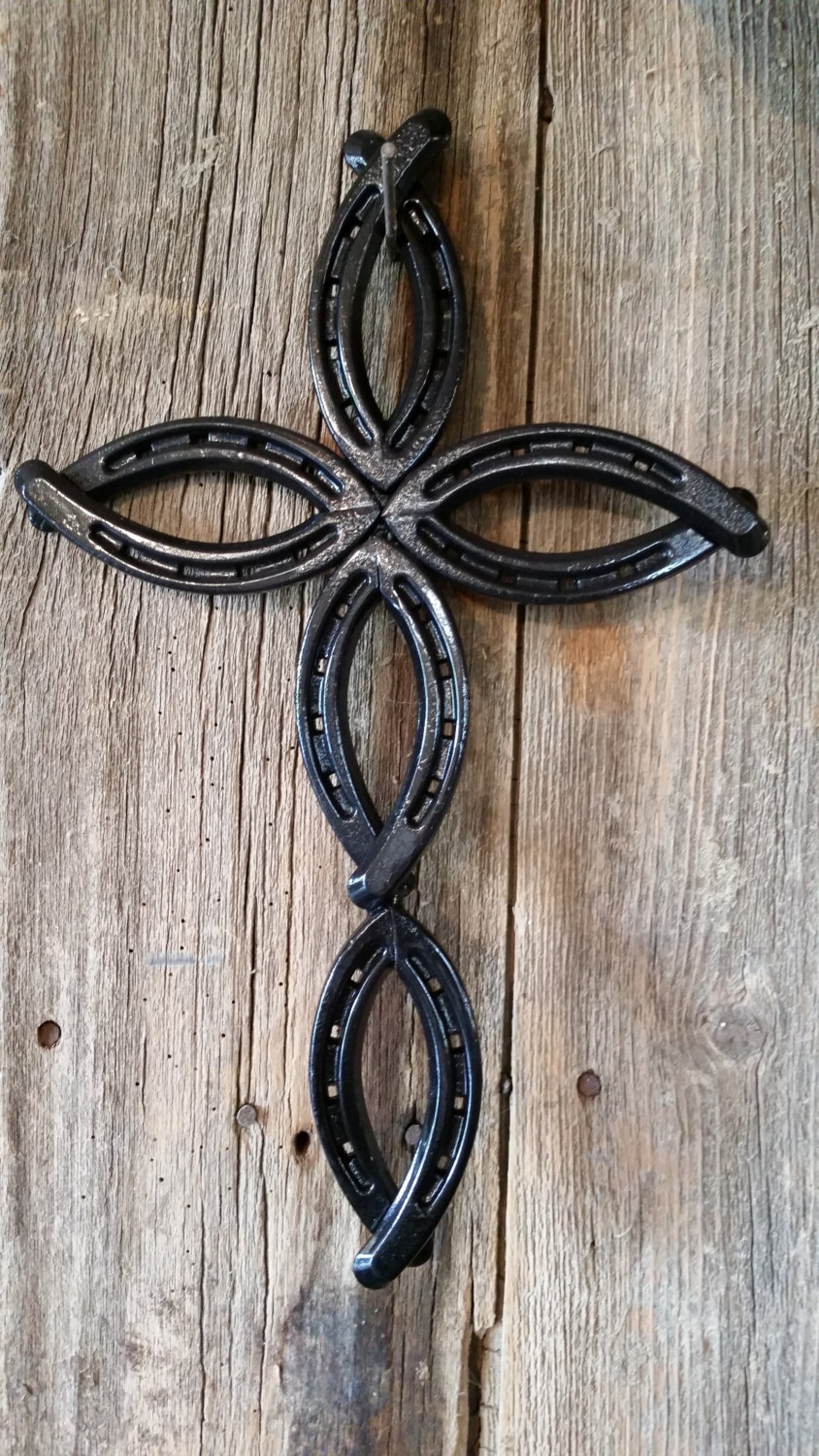 Horseshoe Fish Cross Made From Authentic Horseshoes Etsy