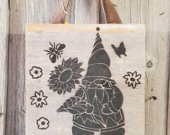 Hello Sunshine Gnome Rustic sign - Re-purposed Barn Wood Sign - Hand Painted - Authentic Barn Wood - Gnome Sign - Garden Sign