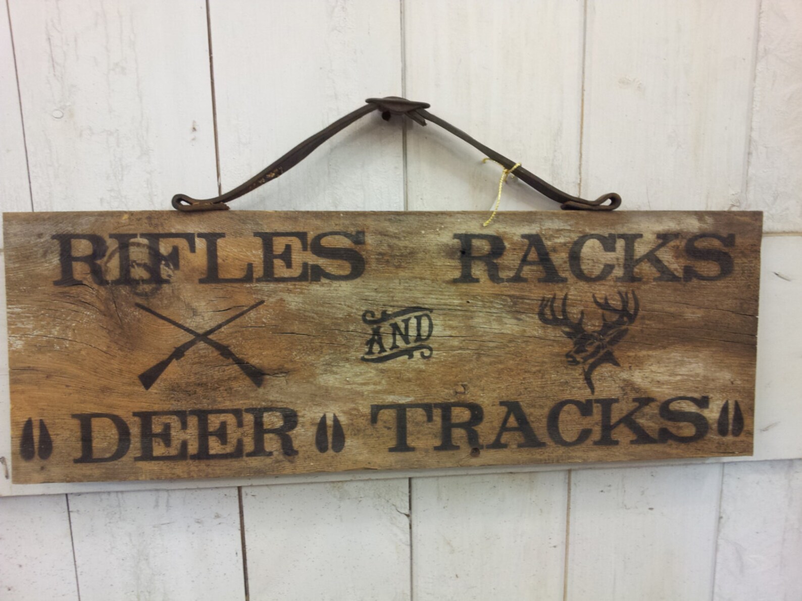 Rifles Racks & Deer Tracks Repurposed Barnwood Sign Etsy