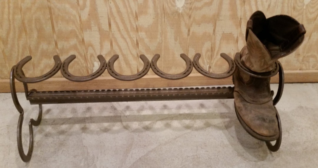 3 Pair Repurposed Horse Shoe Cowboy Boot Rack Holder Authentic