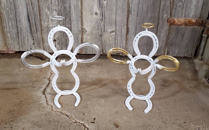 Horseshoe Angel - Horseshoe Christmas Decor - Rustic Christmas - Cowboy Christmas - Real Re-Purposed Horse Shoes 