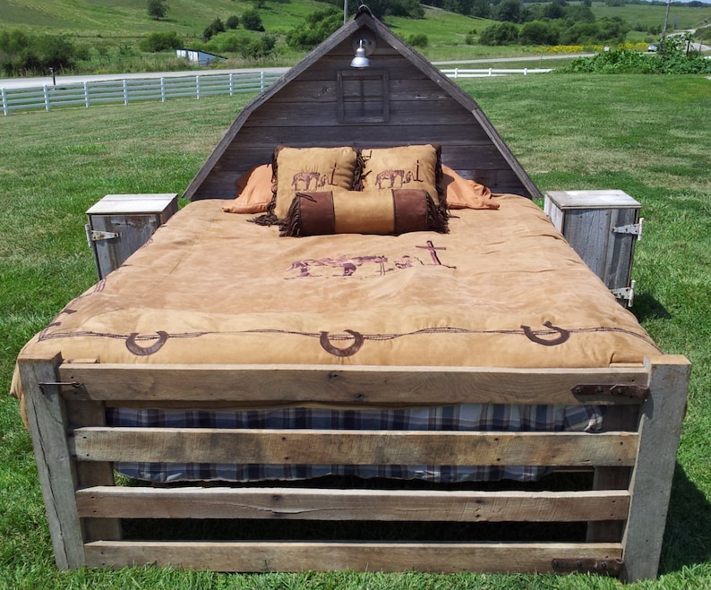 Rustic Authentic Barn Wood Bed Gray barn Bed Etsy