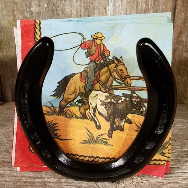 Horseshoe Napkin Holder - Authentic Horseshoes - Any Color