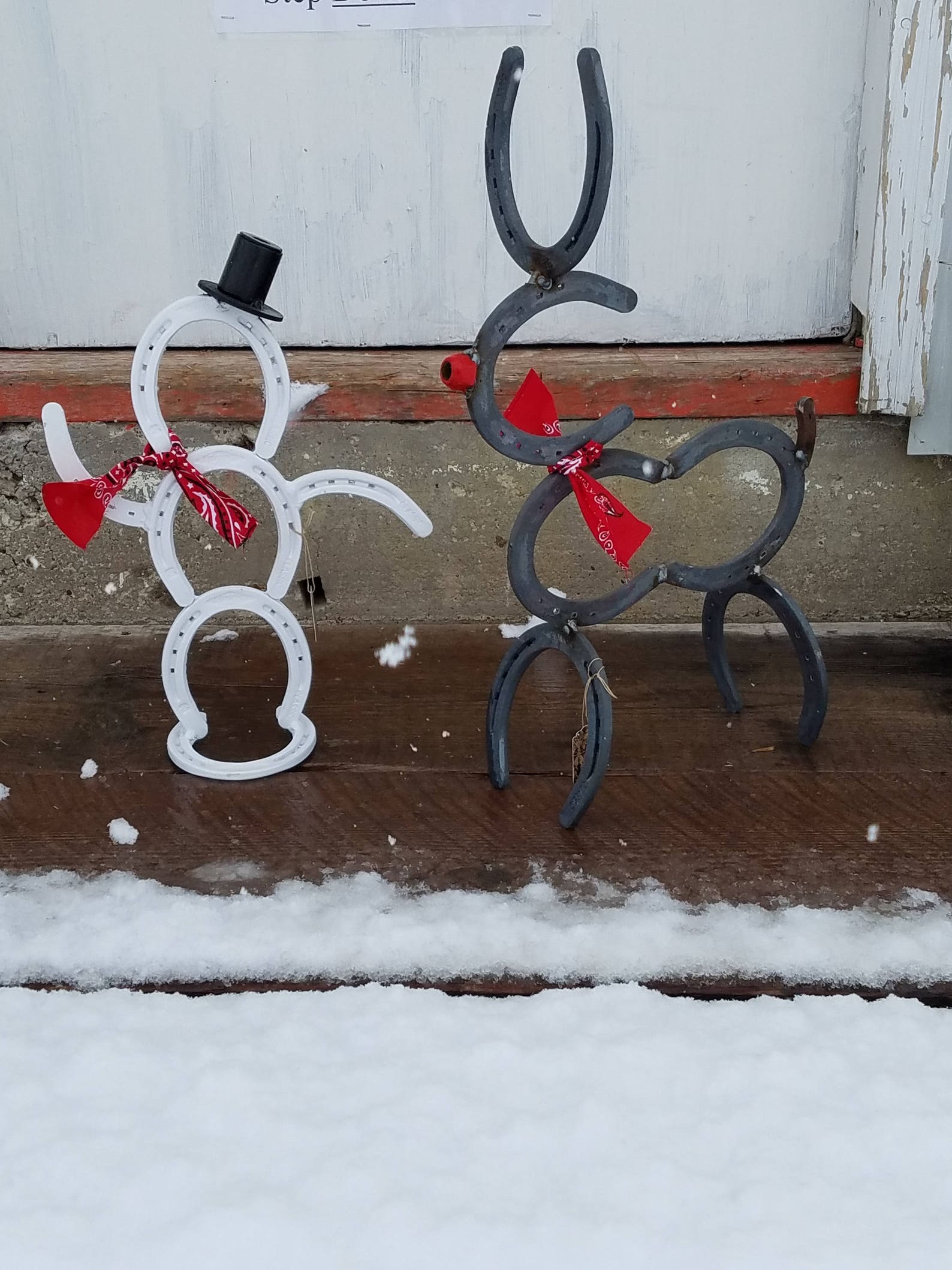 Horseshoe Snowman Horseshoe Christmas Decor Rustic Etsy