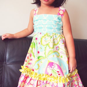 Maxi dress pattern PDF, tiered dress pattern, toddler dress tutorial, instant download PDF, sizes 3 months to girls 14