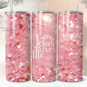 Jesus liebt mich, Shabby Chic Floral Christian Jesus Tumbler Wrap PNG 20 oz Straight Tumbler Sublimation PNG Download Seamless