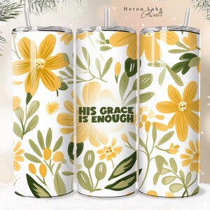 Seine Gnade ist genug PNG Shabby Chic Christian Jesus Tumbler Wrap PNG 20 oz Gerade Becher Sublimation PNG Sofortiger Download Nahtloses Design