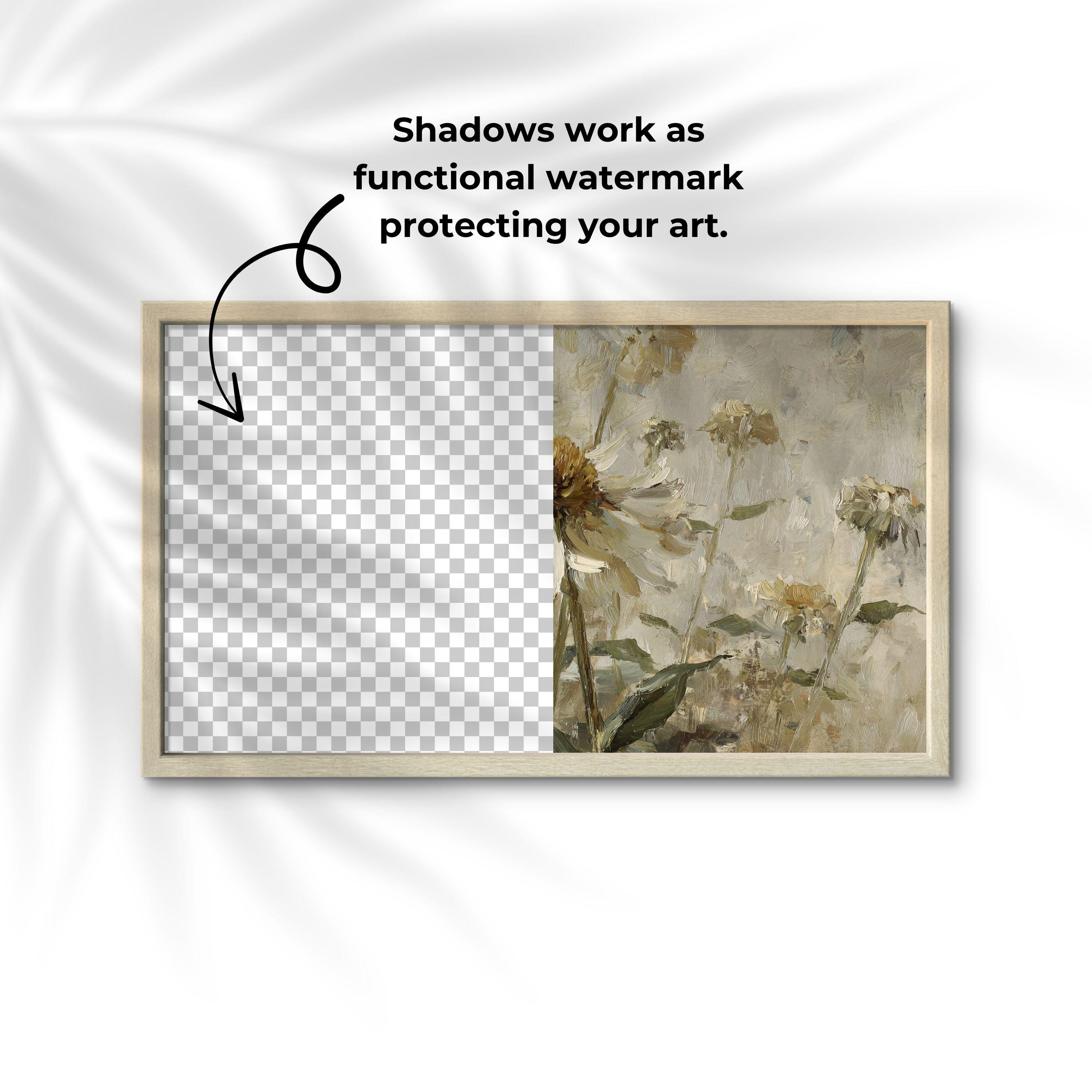 16:9 TV or Art Print Frame Overlay Mockups (6 Pngs) With Shadows to ...