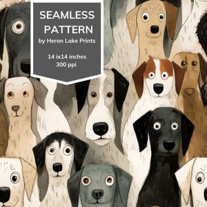 Cães Aquarela Engraçado Surpreso Padrão Sem Costura, Impressão sob Demanda, Uso Comercial, Uso para Impressão de Têxteis, Artesanato em Papel,
