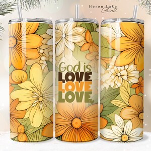 Gott ist LIEBE PNG Shabby Chic Christian Jesus Tumbler Wrap PNG 20 oz Straight Tumble Sublimation Download Seamless