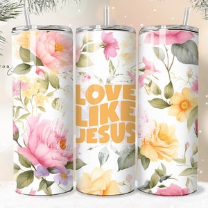 Liebe wie Jesus Shabby Chic Christian Jesus Tumbler Wrap PNG 20 oz Gerade Tumbler Sublimation PNG Instant Download Nahtlos