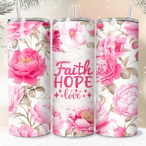 Glaube Hoffnung Liebe Shabby Chic Christian Jesus Tumbler Wrap PNG 20 oz Gerade Becher Sublimation PNG Sofortiger Download Nahtlos