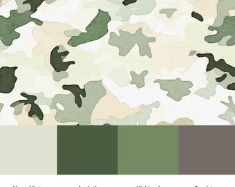 Pale Green Camouflage Seamless Pattern: Watercolor Camo