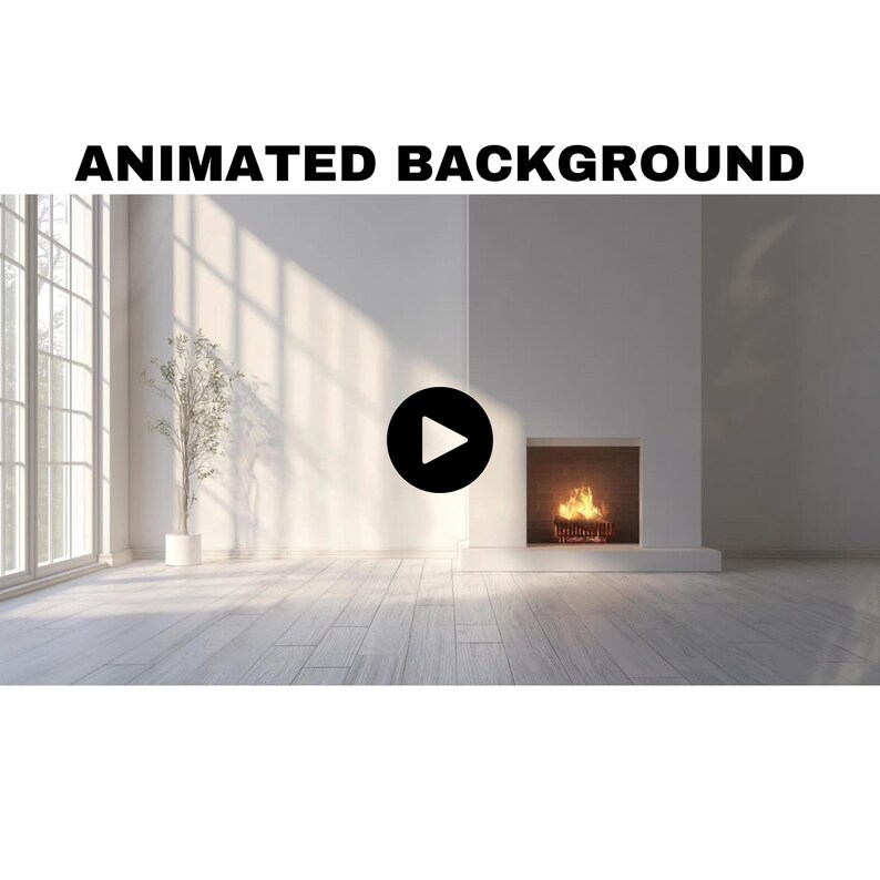 Animated Background, Video Loop, White Cozy Living Room, Fireplace , 4k