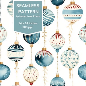 Weihnachten Aquarell Kugeln Nahtloses Wiederholungsmuster für Basteln, Stoff, Junk Journals, Papierhandwerk, Baumschmuck Papier