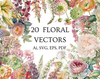 Floral Vector Art: 20 Flower Garden Designs (SVG-Ai-EPS-PDF)