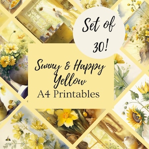 Sunflower Watercolor Print Set: Sunny Yellow A4 Wall Art (Digital Download)