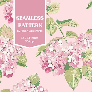 Padrão sem emenda de hortênsias rosa chique gasto, impressão sob demanda, uso comercial para impressão de têxteis, artesanato em papel, decoração de berçário, casamento