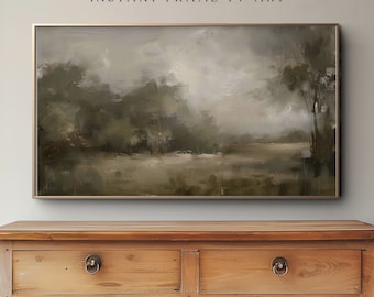 Pintura de paisagem de floresta verde vintage para TV Samsung Frame (download instantâneo)
