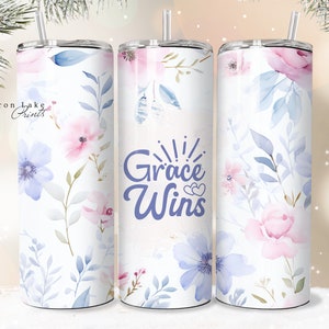 Gnade gewinnt, Shabby Chic Christian Jesus Becher Wrap PNG 20 oz gerade Becher Sublimation PNG Datei Instant Download Seamless