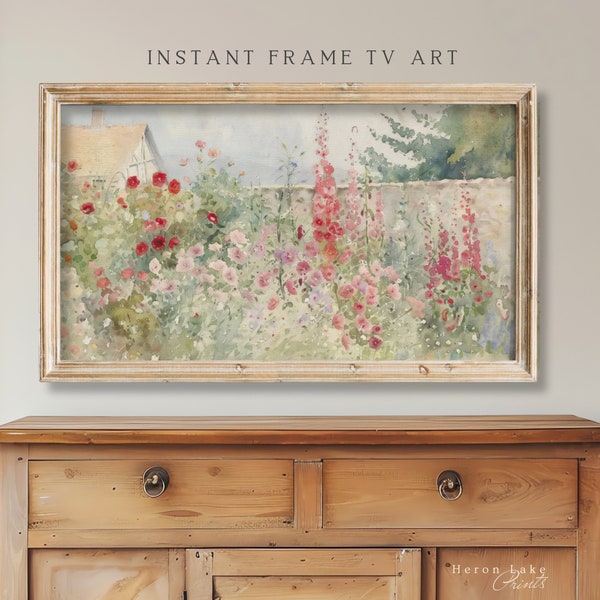 English Cottage Garden Shabby Chic Floral Frame TV Art  4K HD 16X9  Samsung Frame TV Art Floral Frame Art | Digital, Flower Art Wallpaper