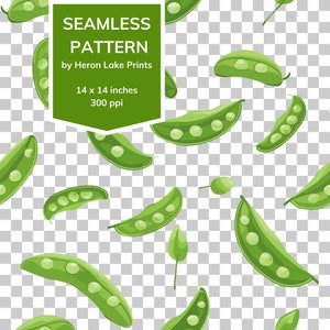 Sugar Snap Peas Seamless Pattern: PNG SVG Tile (Digital Download)