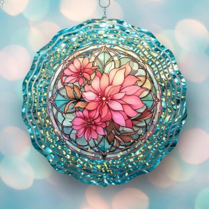 Wind Spinner Shabby Chic Sparkle Blumen Sublimation PNG 12 x 12 Zoll bei 300 ppi PNG-Datei, Tumbler Wraps auch, Weihnachten Geburtstagsgeschenk