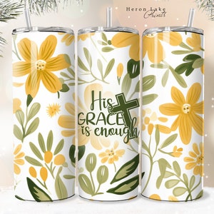 Seine Gnade ist genug PNG Shabby Chic Christian Jesus Tumbler Wrap PNG 20 oz Gerade Becher Sublimation PNG Sofortiger Download Nahtloses Design