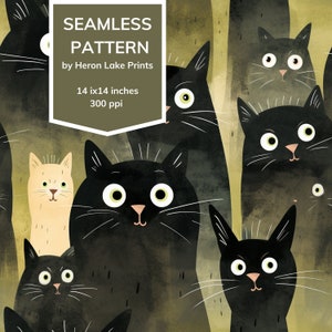Aquarell Katzen lustig überrascht nahtlose Muster, Print on Demand, kommerzielle Nutzung, Verwendung für den Druck von Textilien, Papierhandwerk,