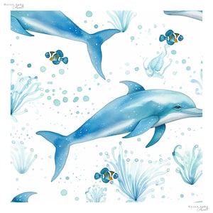 Dauphins et poissons motif sans couture répétition carrelage pour textiles artisanat Scrapbooking papier numérique tissu