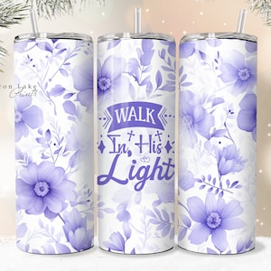 Live in His Light Shabby Chic Jesus Becher Wrap PNG 20 Unzen Straight Tumbler Sublimation PNG-Datei Sofortiger Download Nahtlose Hortensien