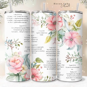 Healing Scriptures Becher Wrap PNG, 20 Unzen gerader Becher Sublimation PNG Datei, Instant Download Seamless Design
