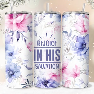 Freuen Sie sich auf seine Erlösung, Shabby Chic Christian Jesus Becher Wrap PNG 20 oz gerade Becher Sublimation PNG Datei Sofortiger Download nahtlos