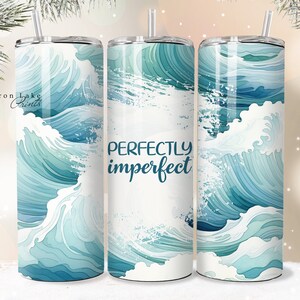Perfekt unperfekt Shabby Chic Christian Jesus Becher Wrap PNG 20 oz Gerade Sublimation PNG Sofort Download Nahtlose Ozeanwelle