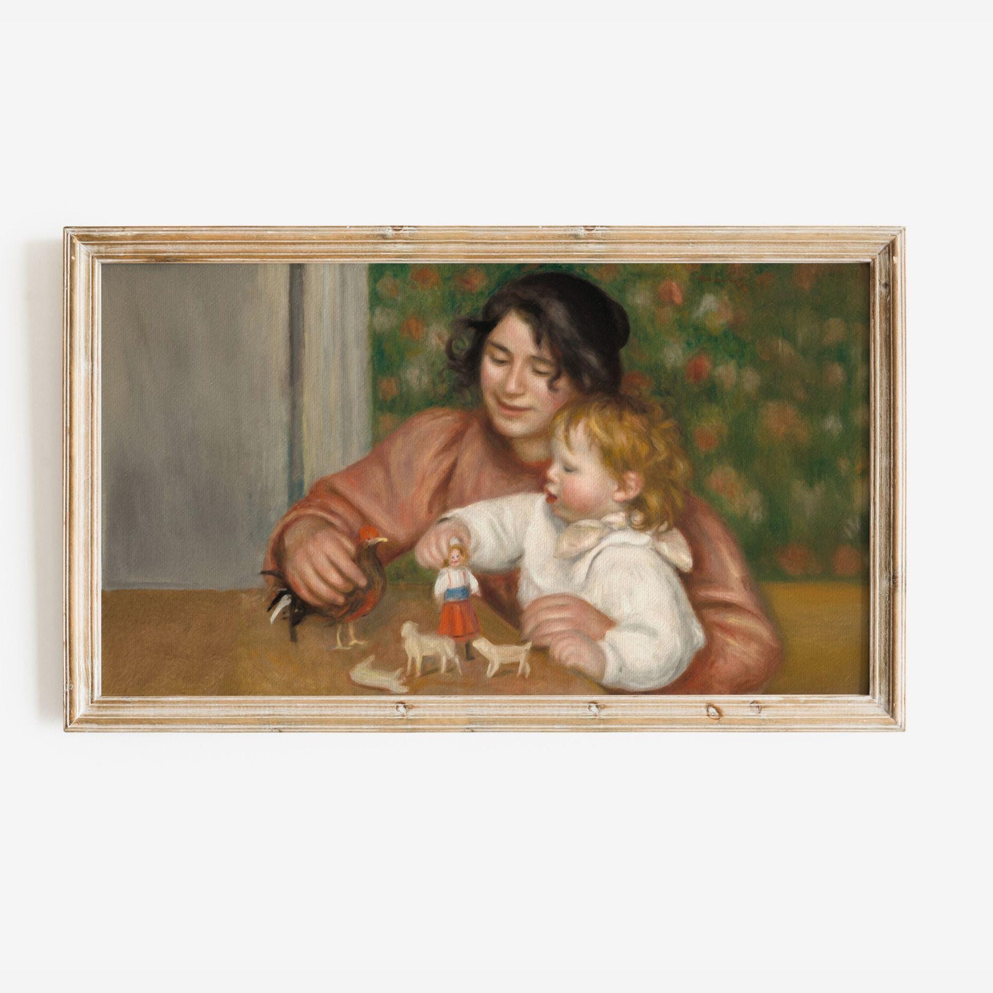 ルノワール「母と子」フレーム付きテレビアート：ヴィンテージ絵画