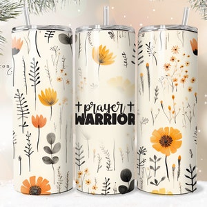 Gebets-Krieger, Shabby Chic Floral Christian Jesus Tumbler Wrap PNG 20 oz Gerade Becher Sublimation PNG Sofortiger Download Nahtlos