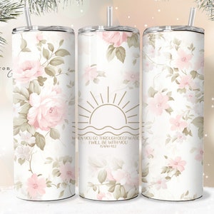 Deep Waters Jesaja 43: 2 Shabby Chic Christian Jesus Tumbler Wrap PNG 20 oz Gerade Becher Sublimation PNG Sofortiger Download Nahtlos