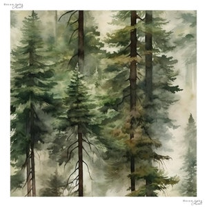 Ripetizione del motivo senza giunture della foresta di pini per tessuti, artigianato, scrapbooking, carta digitale, tessuto, arte murale