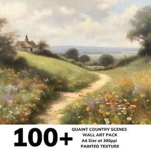 100+ A4 Cenas de campo aconchegantes Arte de parede 300ppi JPG Textura pintada Conjunto neutro pitoresco Estilo Hygge Decoração de casa de fazenda Arte de parede para impressão
